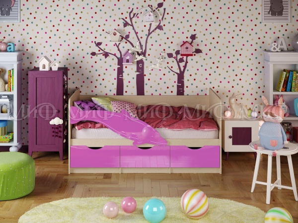 Кровать Дельфин-1 с Ящиками/Разные Цвета